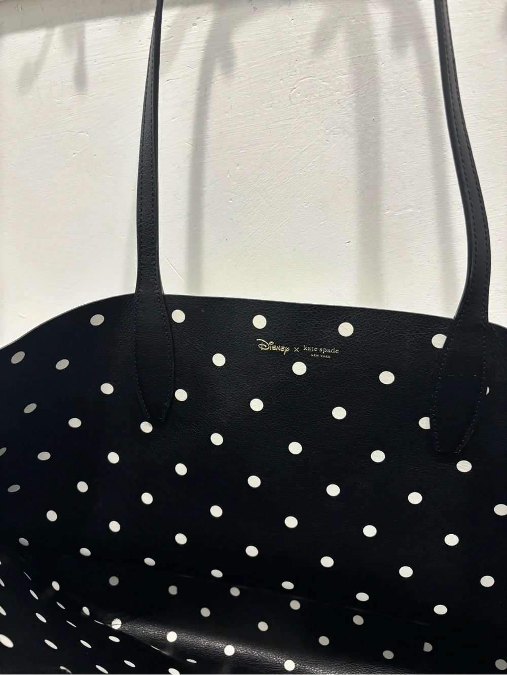 kate spade White and Black Polka Dot Minnie Mouse Tote with Red Accents